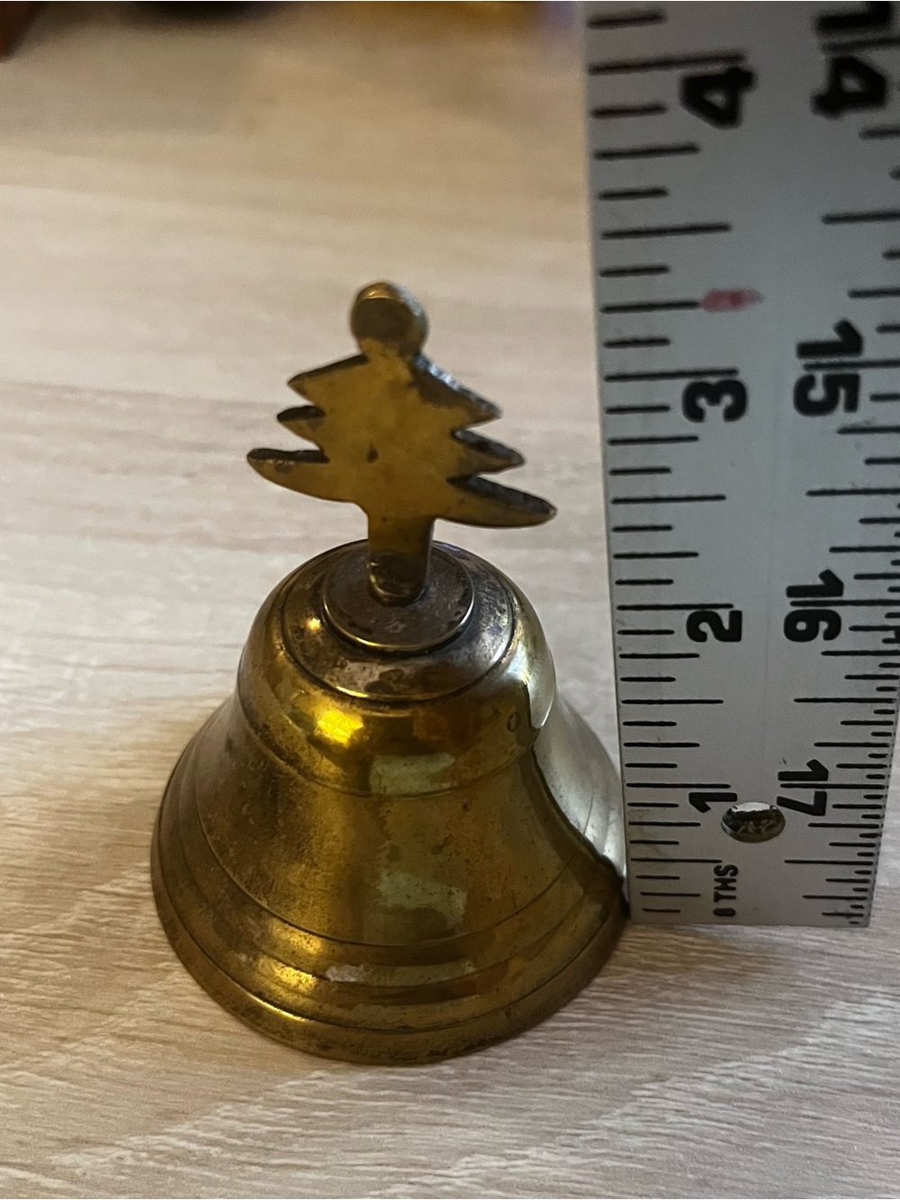 Source Unknown Shiny Gold Holiday Bell with Tree Handle
